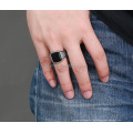 Hochwertiger Herrenring Schwarz Hochglanzpoliert Edelstahl Herrenschmuck Silber Farbe Charm Ring Für Herren